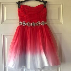 Juniors B Darlin Strapless Red Dress
